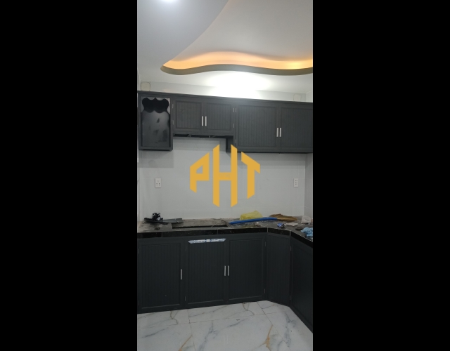Tủ bếp nhôm kính. 